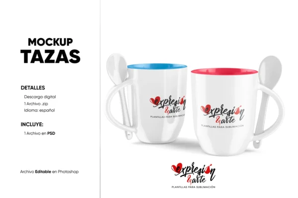 mockup mugs cuchara x2